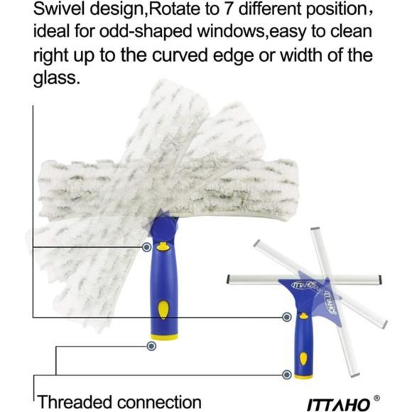 Squeegee for Window Cleaning,12"Squeegee and 11"Microfiber Scrubber Combi - Picture 3 of 6